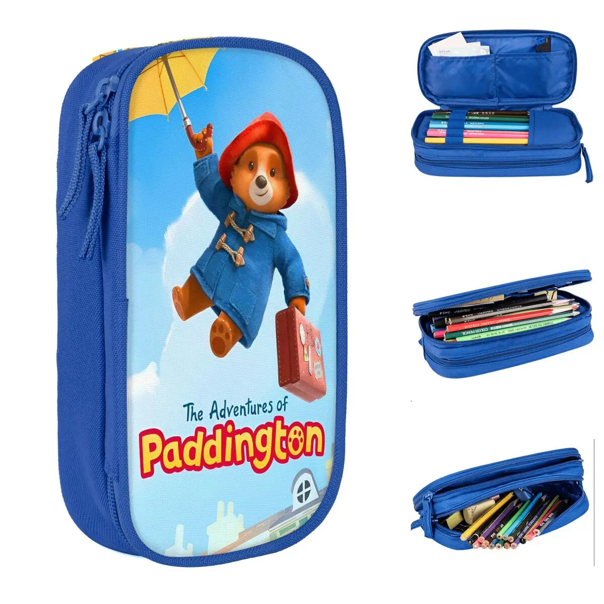Paddington Brown Bear Pencil Case Creative Cartoon Movie Pen Holder Bag for Student Large Storage Office Gifts Pencilcases