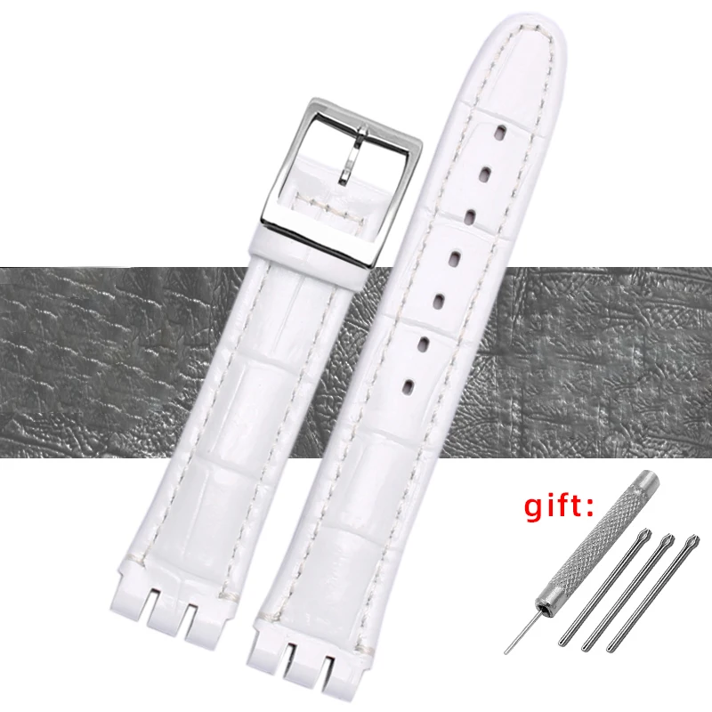 Premium Waterproof Genuine Leather Watch Strap - Black, Brown, White with Clasp