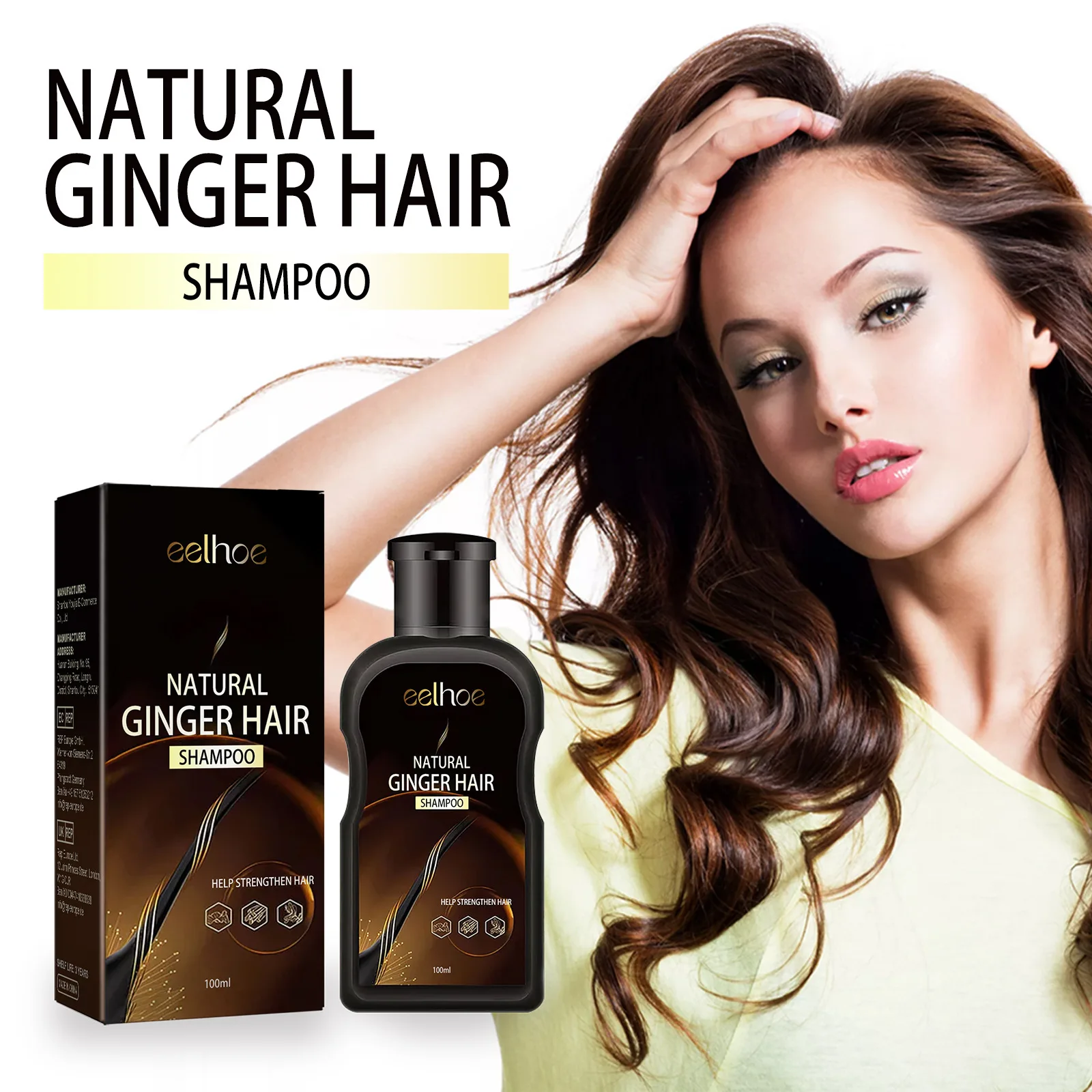 Eelhoe Ginger Conditioning Shampoo Gentle Cleaning Scalp Dense Hair Anti-off Strong and Strong Hair Natural Black Hair Makeup бессолевой шампунь coffee care strong fortifying shampoo 60814 300 мл