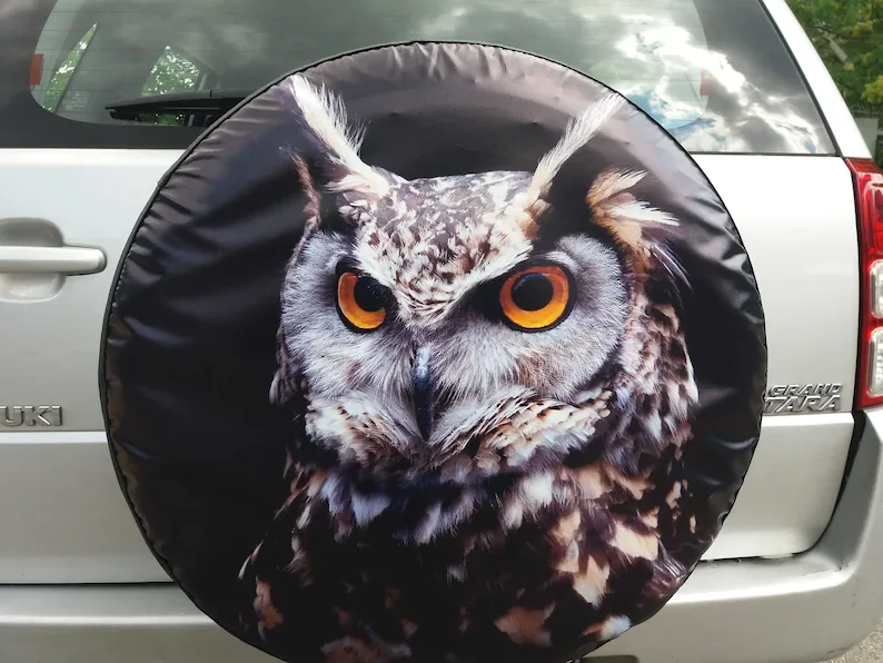 

Owl 15" 16" 17" Made With Your Size Soft Spare Wheel Tire Cover