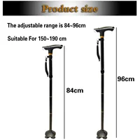 Folding Trekking Poles T-handle Hiking 5 Modes Adjustable Anti-Slip Poles Cane Old Man Crutches Stick Cane Crutch with LED Light 2