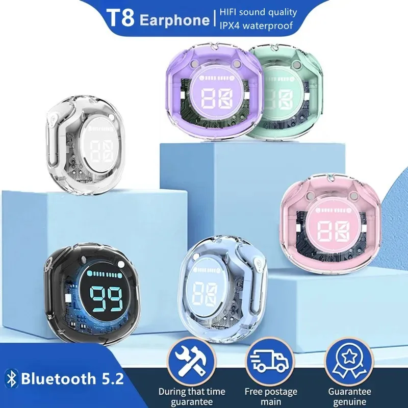NEW AIR39 Wireless BT5.3 Headset T8 TWS Headphones ENC Headphones LED Power Digital Display Stereo Sound Earphones for Sports 6