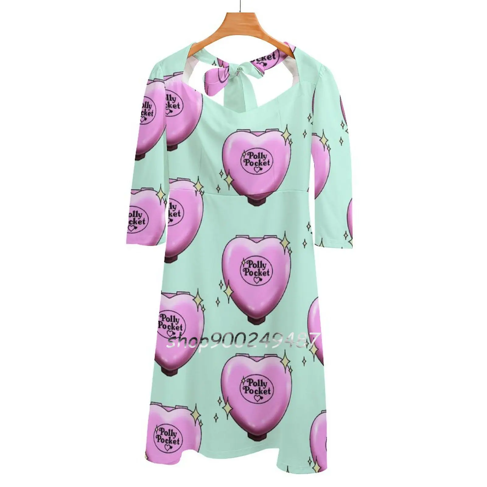 Polly Pocket Dolce Elegante Vestito Delle Donne Coreano Kawaii Vestito Del Collare Del Quadrato Polly Pocket 90S Anni Novanta Rosa Carino Cuore Nostal