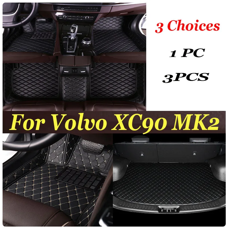 

Car Floor Mats For Volvo XC90 MK2 7 Seat 2015~2022 Leather Mat Set Rug Auto Interior Parts Carpet Waterproof Pad Car Accessories