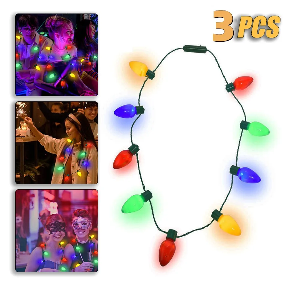 Christmas Light Up Bulb Necklace Kids Adults Wearable Lights Jewelry  Holiday Decor Party Favor | Wish