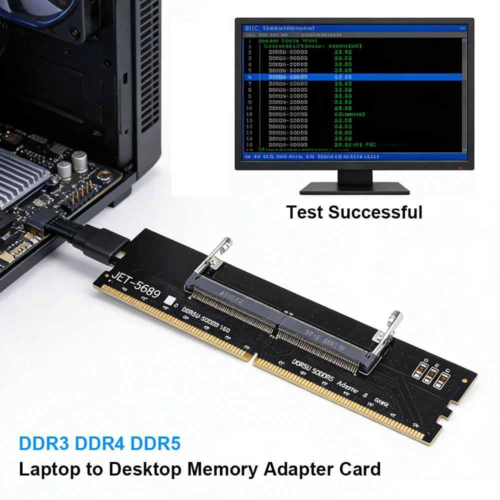 Laptop to Desktop Memory Adapter Card - SO-DIMM to DIMM RAM Connector Transformation