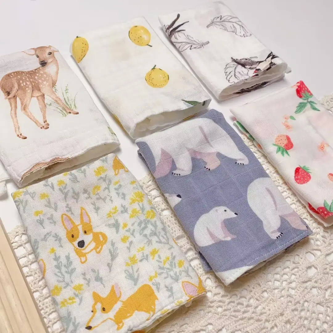 Bamboo Cotton Baby Towel Muslin Squares 4 Layer Gauze Baby Wash Face Shower Towel Newborn Items baby towel
