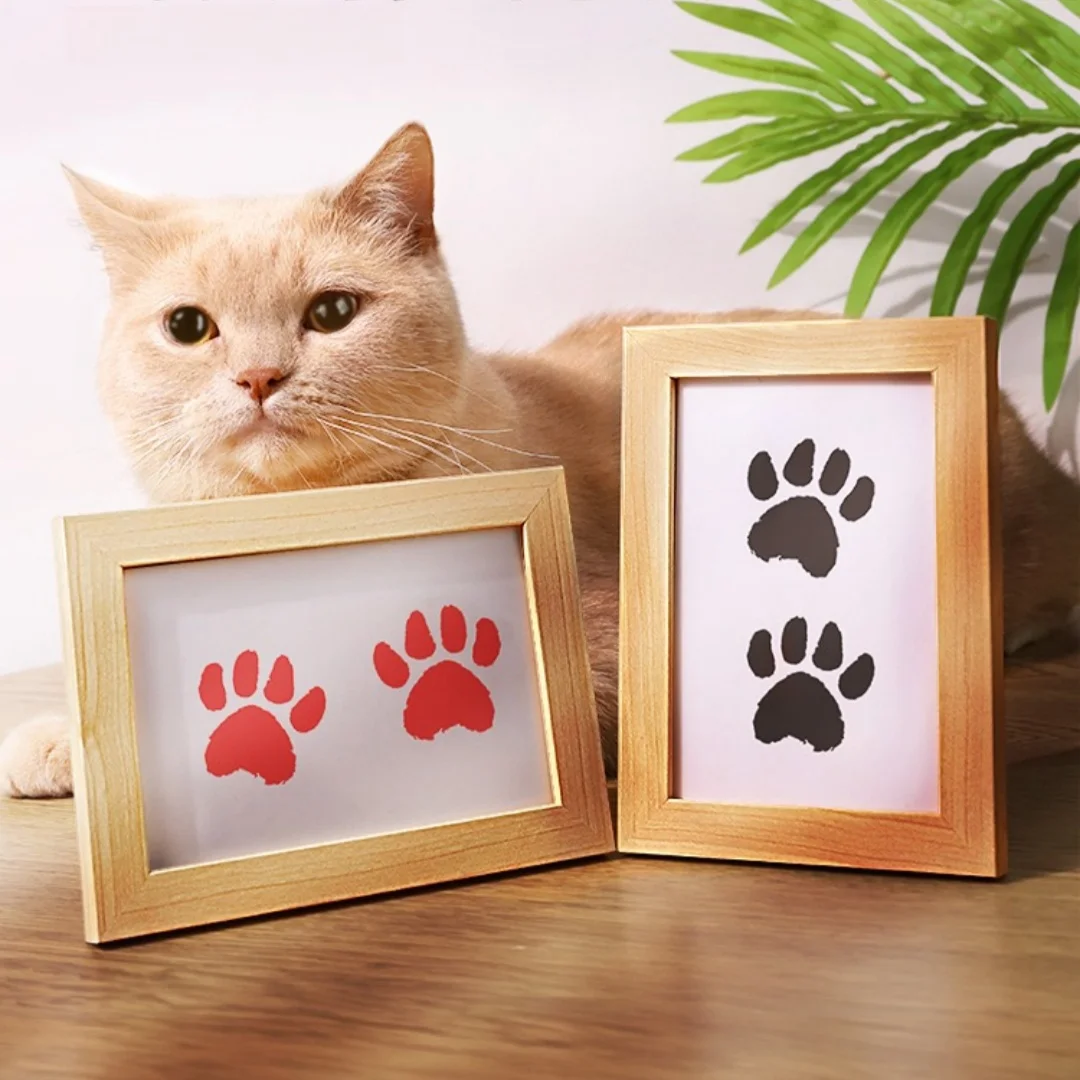 Pet footprints, cat hand and foot prints, commemorative dog claw prints, commemorative photo frames, cat claw clay gifts