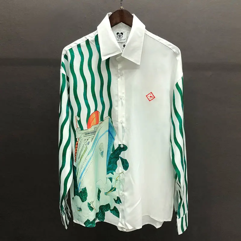 Fall Geometric Patterns Print Long Sleeve Shirt Holiday Casual Dress Blouse Brand Clothe 2022  Hawaiian Shirt Chemise Homme