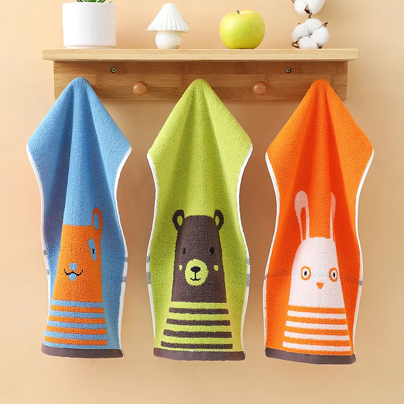 Higher quality 1 set of 3 children's cotton towels thickened household cartoon washing face towel cotton kid towel