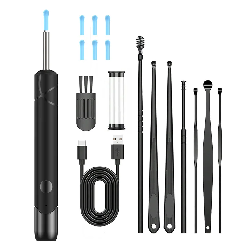 Rechargeable Wireless Ear Wax Removal Kit 5MP Camera Ear Cleaner Check Camera And Ear Spoon Set For Canal Cleaning_voghion.com
