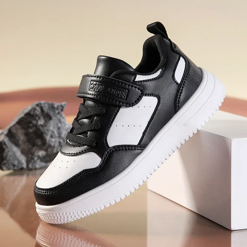 New Casual Leather Sneakers for Children Solid Color Fashion Skateboarding Shoes for Kids Comfortable Low Top Trainers Boys Sports Shoes Baby Shoes Kids Sneakers Kids Shoes Kids Sports Shoes