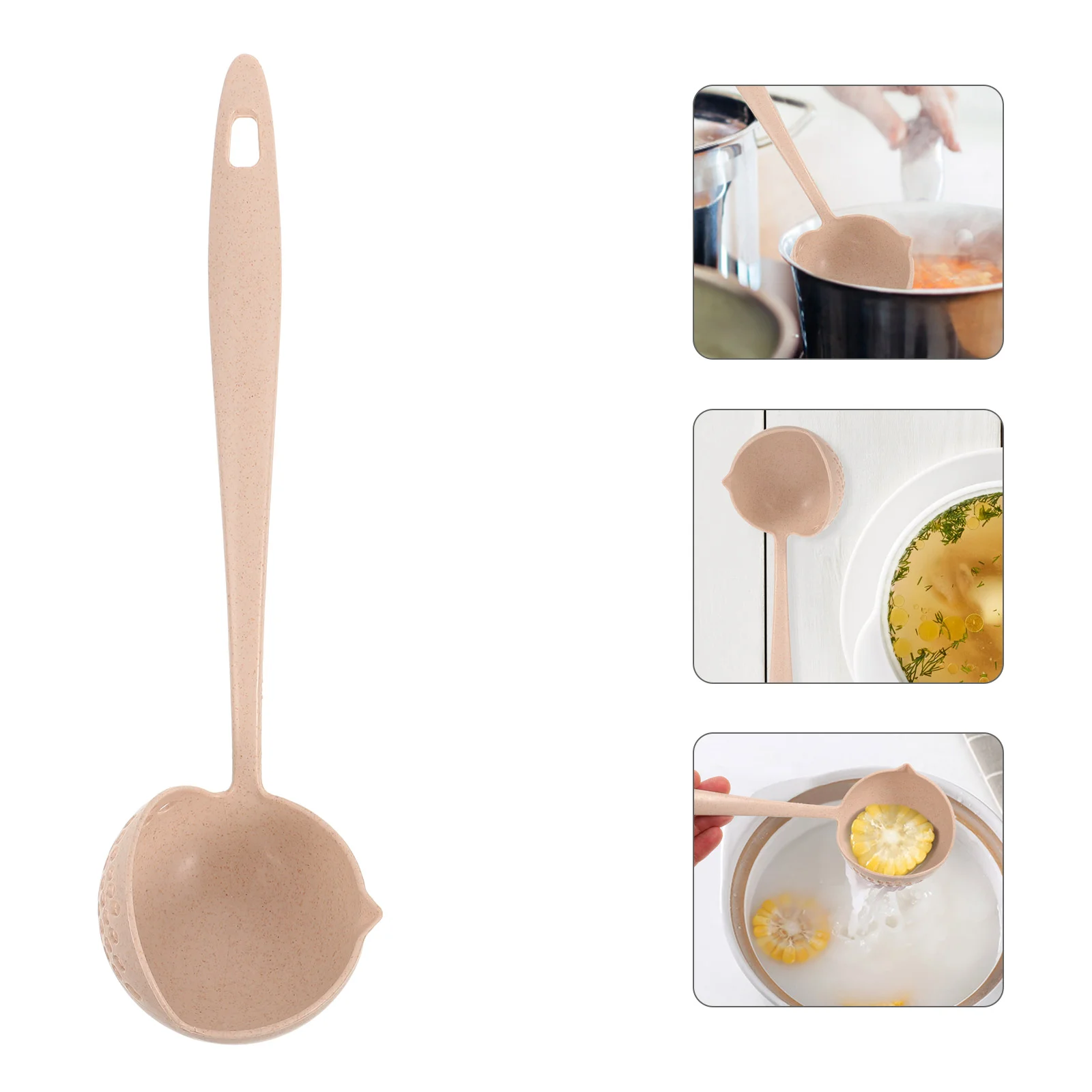 

2 In Soup Spoons Straining Ladle Slotted with Strainer Stainless Steel Colander