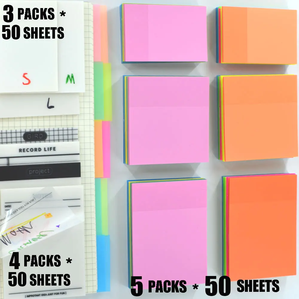 300 Sheets Posted It Transparentes Sticky Notes Self-Adhesive Annotation  Read Books Bookmarks Tabs Notepad Aesthetic Stationery - AliExpress