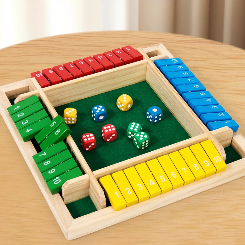 Wooden Four sided Number Flip Game, Children's Puzzle, Addition and Subtraction, Logical Thinking Training, Parent child Interac