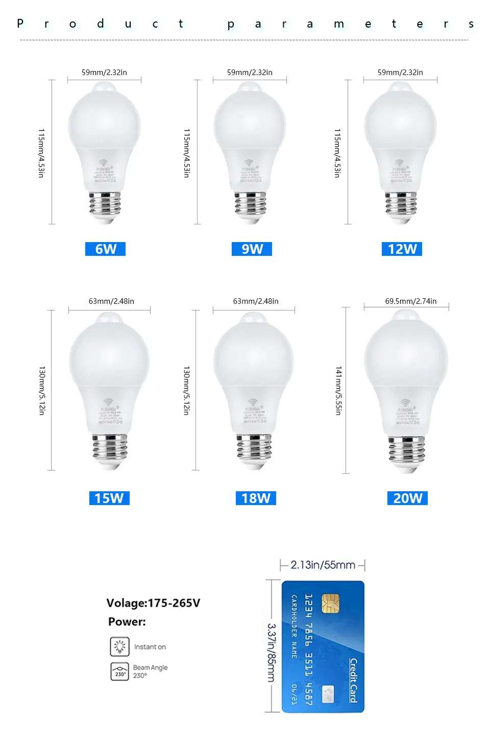 LED PIR Motion Sensor LED Bulb 6W 9 12 15 18 20W E27 110V 220V Radar Sensor Light Lamp Lamparas For Home Stair Pathway 1pcs