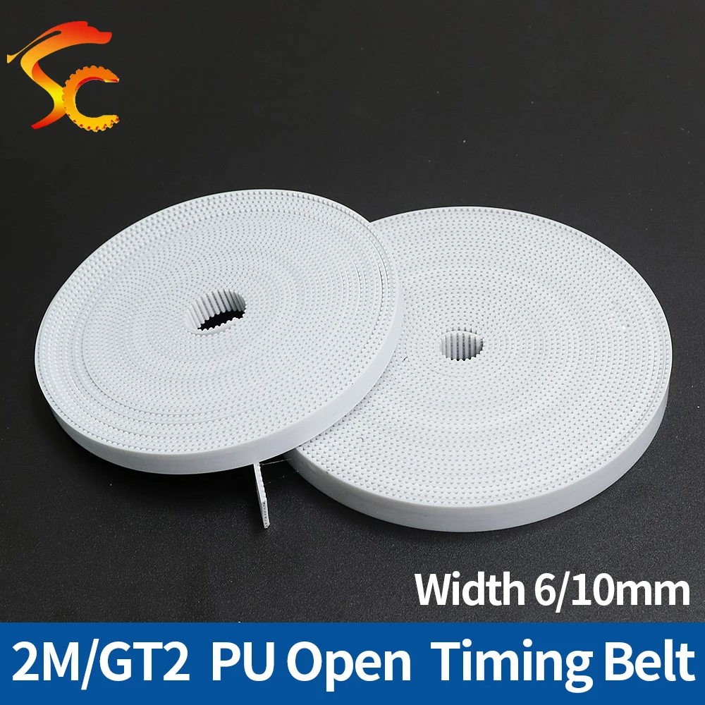 GT2 PU Timing belt 3/6/10/15mm PU with Steel Core timing belt GT2 Belt white Color open timing Belt