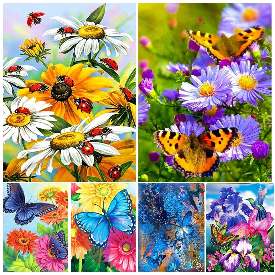 

Full Square/Round Drill 5D DIY Diamond Painting "Butterfly Flower" Embroidery Cross Stitch Diamond Mosiac Landscape Home Decor