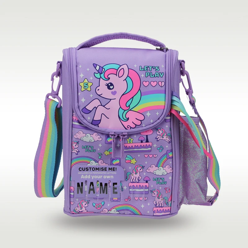 

Australia Smiggle Original Children's Lunch Bag Girl Messenger Bag Purple Unicorn Kawaii Waterproof Insulation Ice Pack 9 Inches