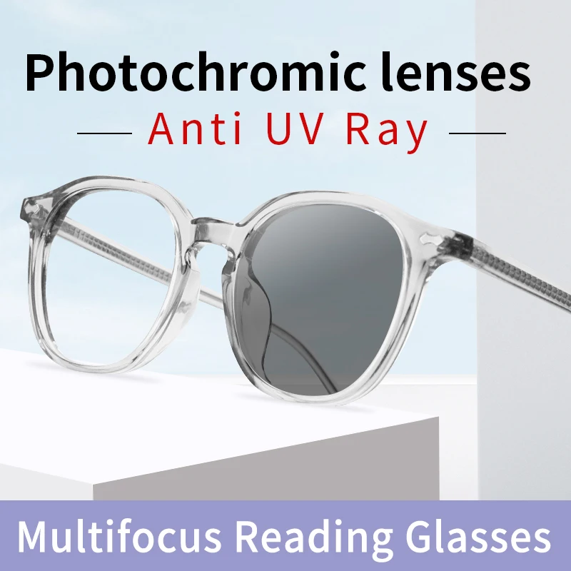 

Photochromic Progressive Multifocal Reading Glasses for Women Full-Rim Ultralight TR90 Frame Magnifying Presbyopic Eyeglasses