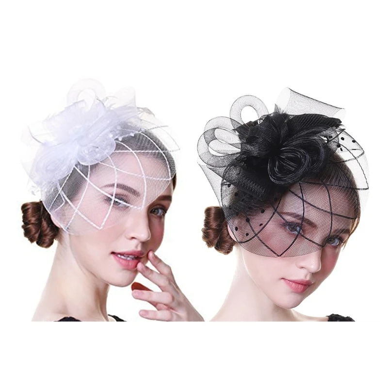 Headwear with Flower Mrs. Maisel Hat for Christmas New Year Bridal Party 20s Tophat All-match for Bride Wedding hair accessories bridal hair accessories retro top hat