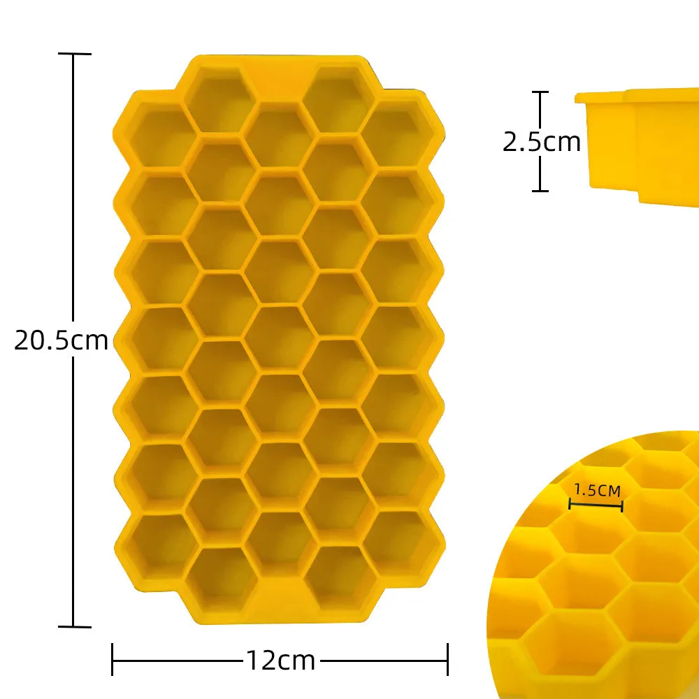 Thickened Honeycomb Ice Cube Tray Reusable Silicone Ice Cube Mold BPA Free Maker with Removable Lid Easy Release Cubes