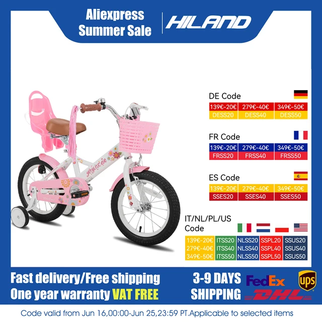 JOYSTAR Little Daisy Vélo pour enfants pour filles de 2 à 7 ans, vélos avec siège de vélo de poupée et banderoles, vélos avec drapeau et plaque d'immatriculation 1