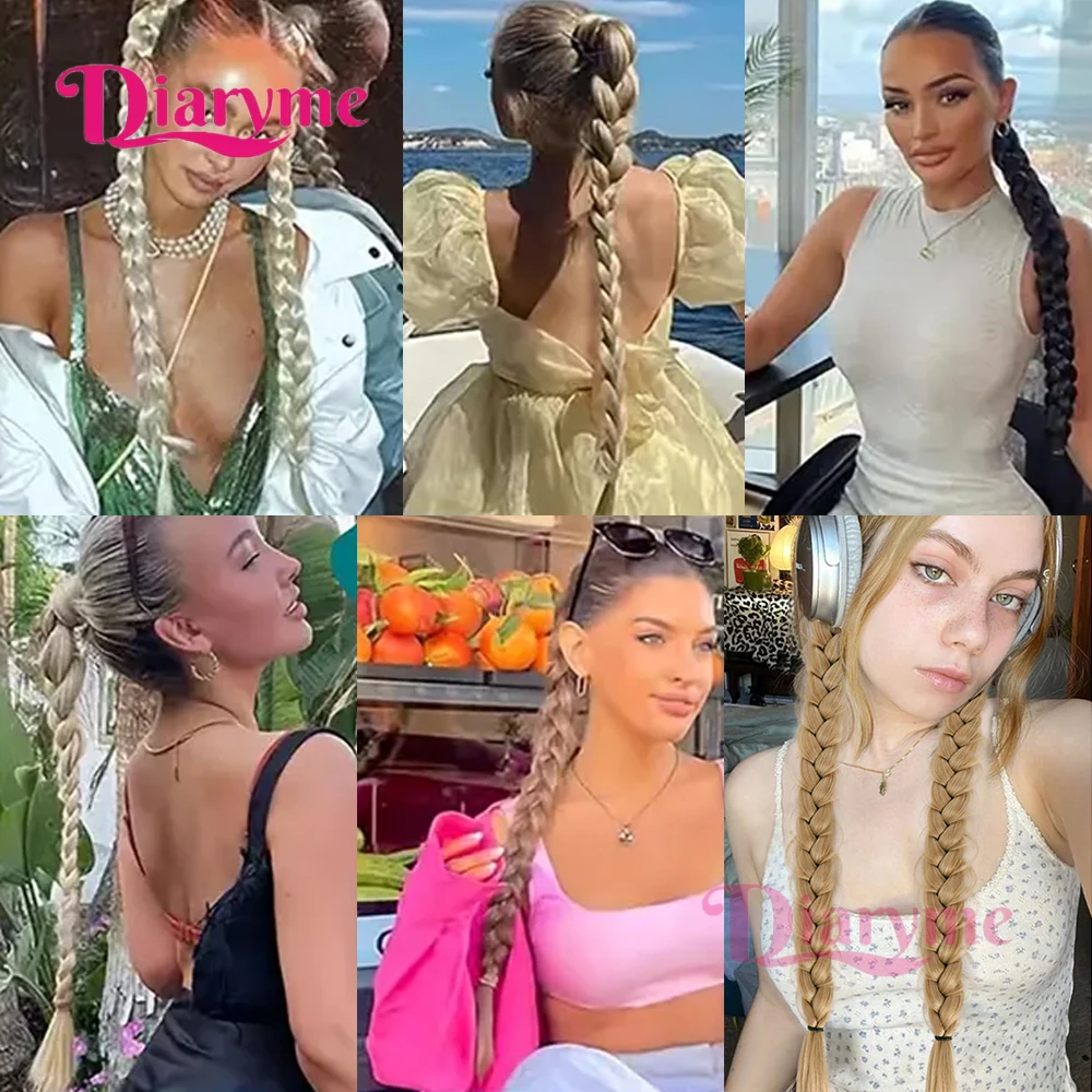 Long Braided Ponytail Extension with Elastic Hair Band Wrap Around Hair Extensions Ponytail Natural Soft Synthetic Hair Pieces