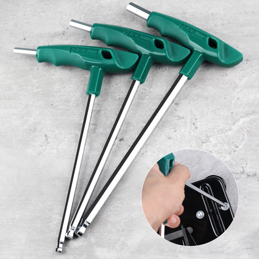 새로운 실용적인 헥스 키 세트 T-핸들 헥스 앨런 키 나사 드라이버 스패너 마스터 키 헥스 렌치 2mm-10mm T-핸들 앨런 키