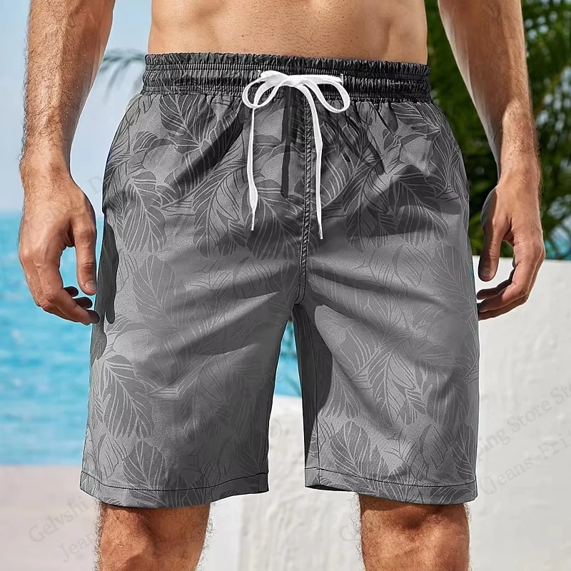 Summer Men's Swimwear Board Shorts Flower Leaf Pattern Beach Shorts Gym Fitness Pant Surfing Trunks Men Swimsuit Brief Quick Dry 3