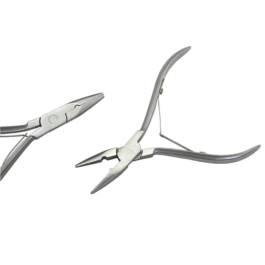 Hair Extension Pliers 1 PC 5 inch Silver Stainless Steel Clamp Hair Extension Plier with hole Keratin Hair Extensions Ring Removal Tools