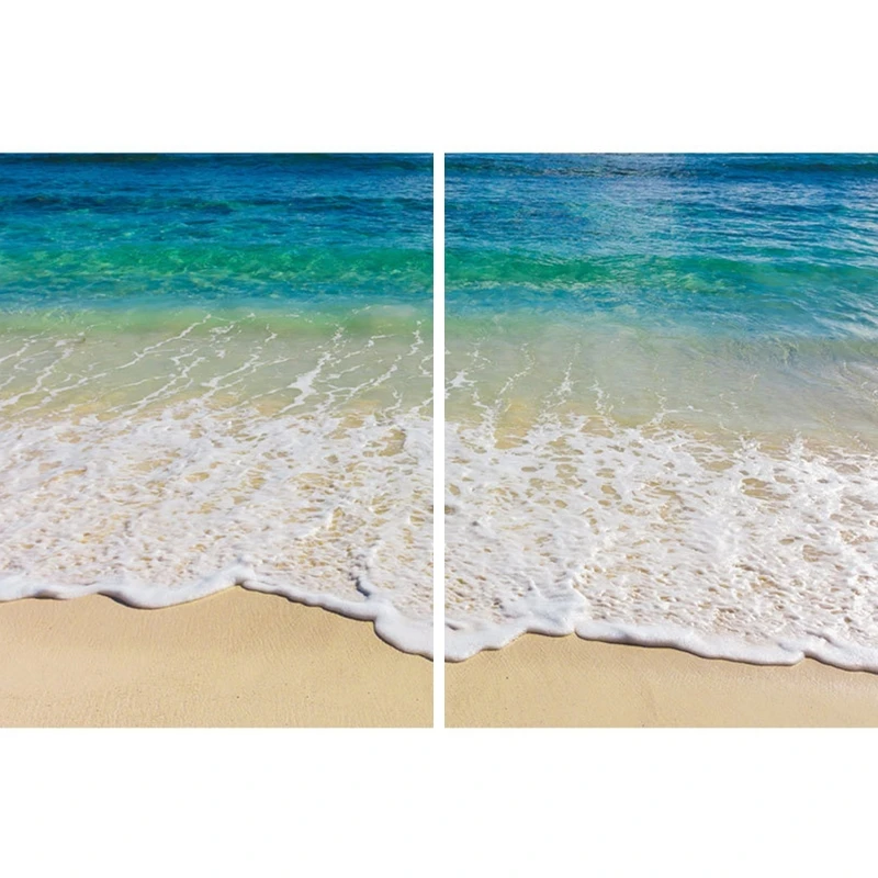 3D Ocean Wall Decal Removable Wallpaper Waterproof 3D Blue Sea Beach Floor Sticker for Bathroom Bedroom Themed Decor
