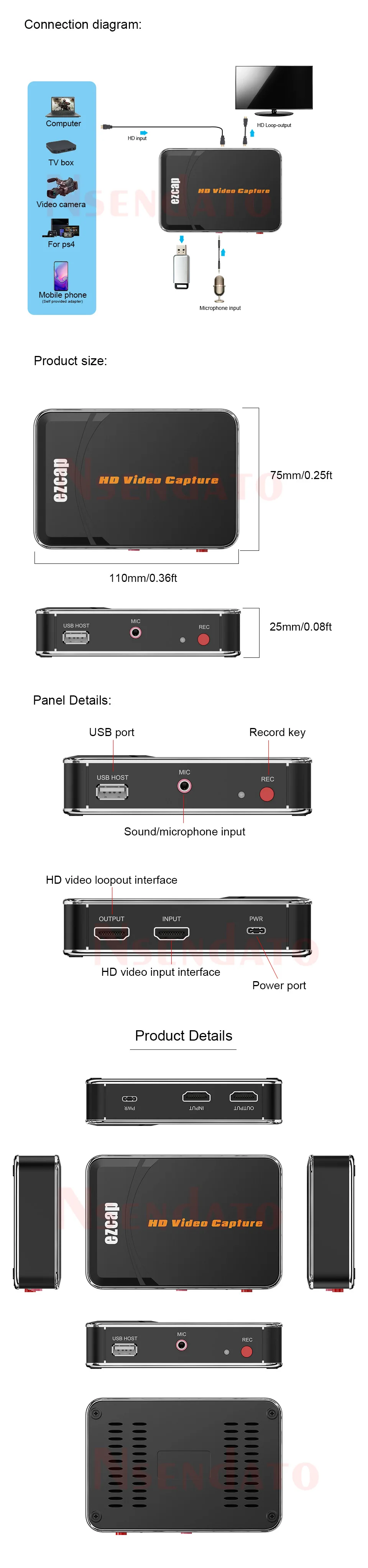 Ezcap280H HDMI Video Game capture Card 1080P Full HD Video Recorder Grabber Capt