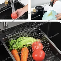 อ่างล้างจานสแตนเลสสีดำแบบเรนด์แดนซ์ ขนาดใหญ่ ชามเดี่ยว แบบติดตั้งใต้เคาน์เตอร์ พร้อมก๊อกน้ำและท่อระบายน้ำ 5