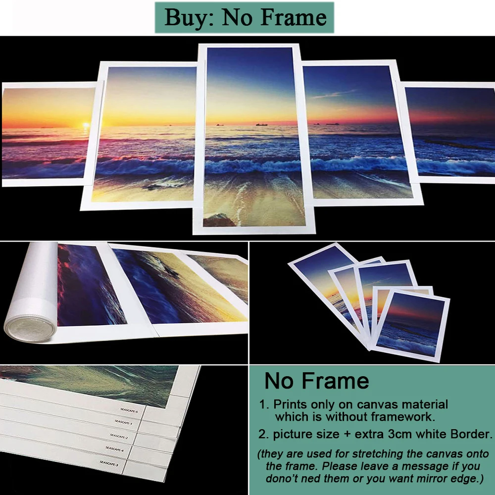 5 Piece Home Decor Canvas Painting Islam Allah Qur'An Picture Motivational Poster and Print Wall Art Room Decoration Framework - Image 6