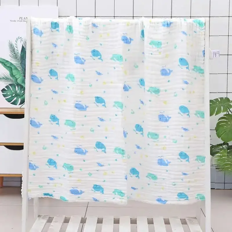 Baby Blankets 6 Layers 100% Cotton Gauze Breathable Infant Wrap Soft Absorbent Newborn Swaddle Blankets Cartoon Baby Bath Towel 5