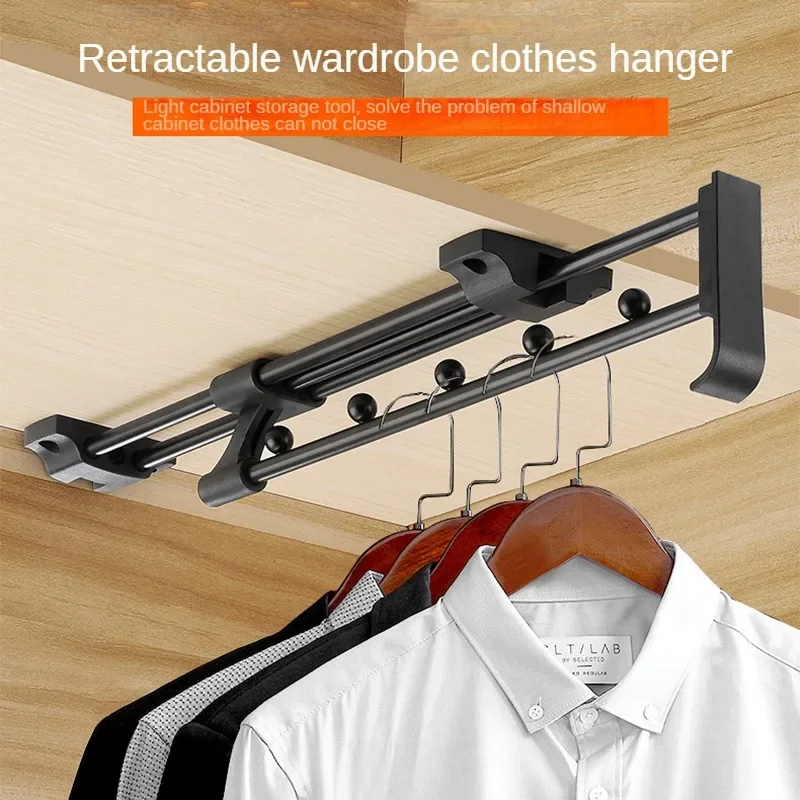 Spacesavingretractablerodwardrobehangingrodclothesdryingrack