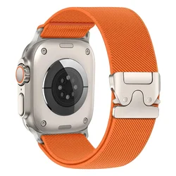 Elastic Nylon Apple Watch Band with Parachute Buckle Bracelet for 42-44-45-49-S10 46mm (4 orange)