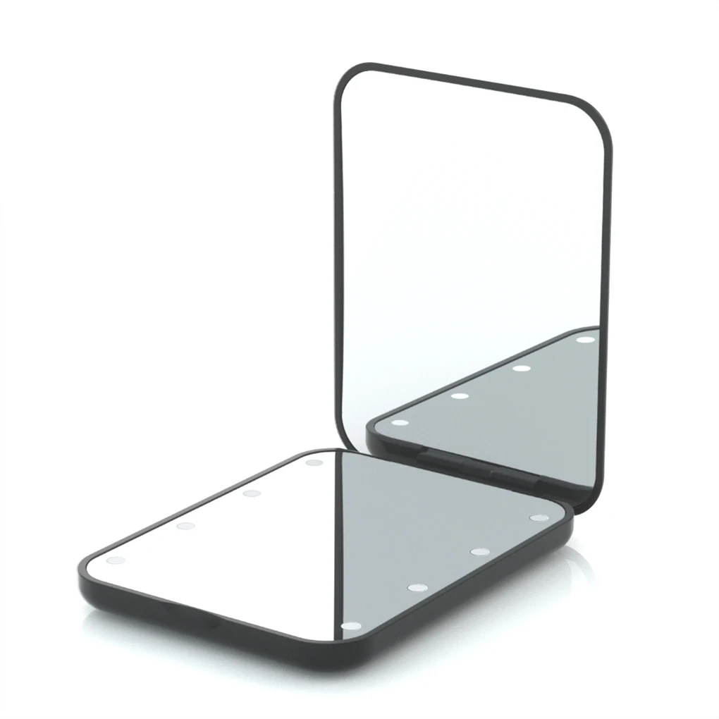 LED 조명이 있는 미니 메이크업 거울, 선명한 반사, 휴대용 확대경, 조명 포함 메이크업