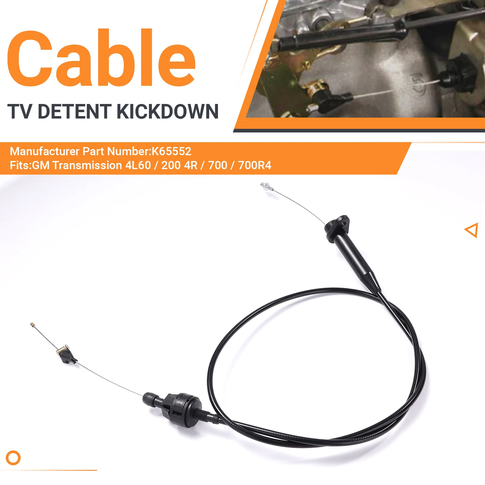 Replacement For 700R4(4L60) 1982-1992 2004R 1981-1990 K65552 25519347 OE Style TV Detent Kickdown KD Cable