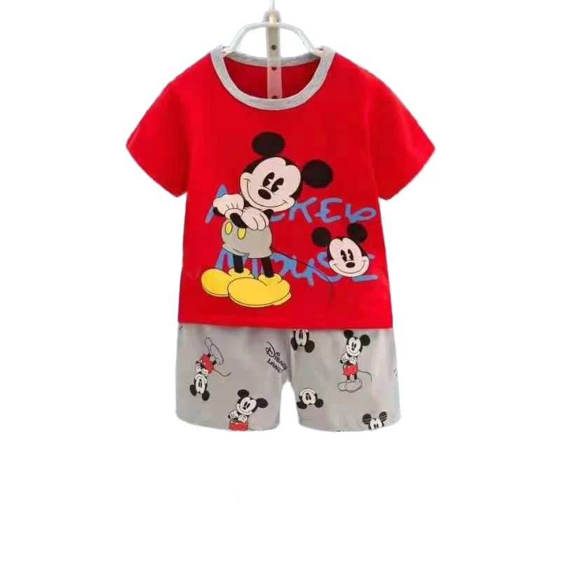 Disney conjuntos de ropa de mickey para niños, Tops de manga corta de algodón para bebé + Pantalones cortos para bebé, conjunto de 2 piezas| | - AliExpress