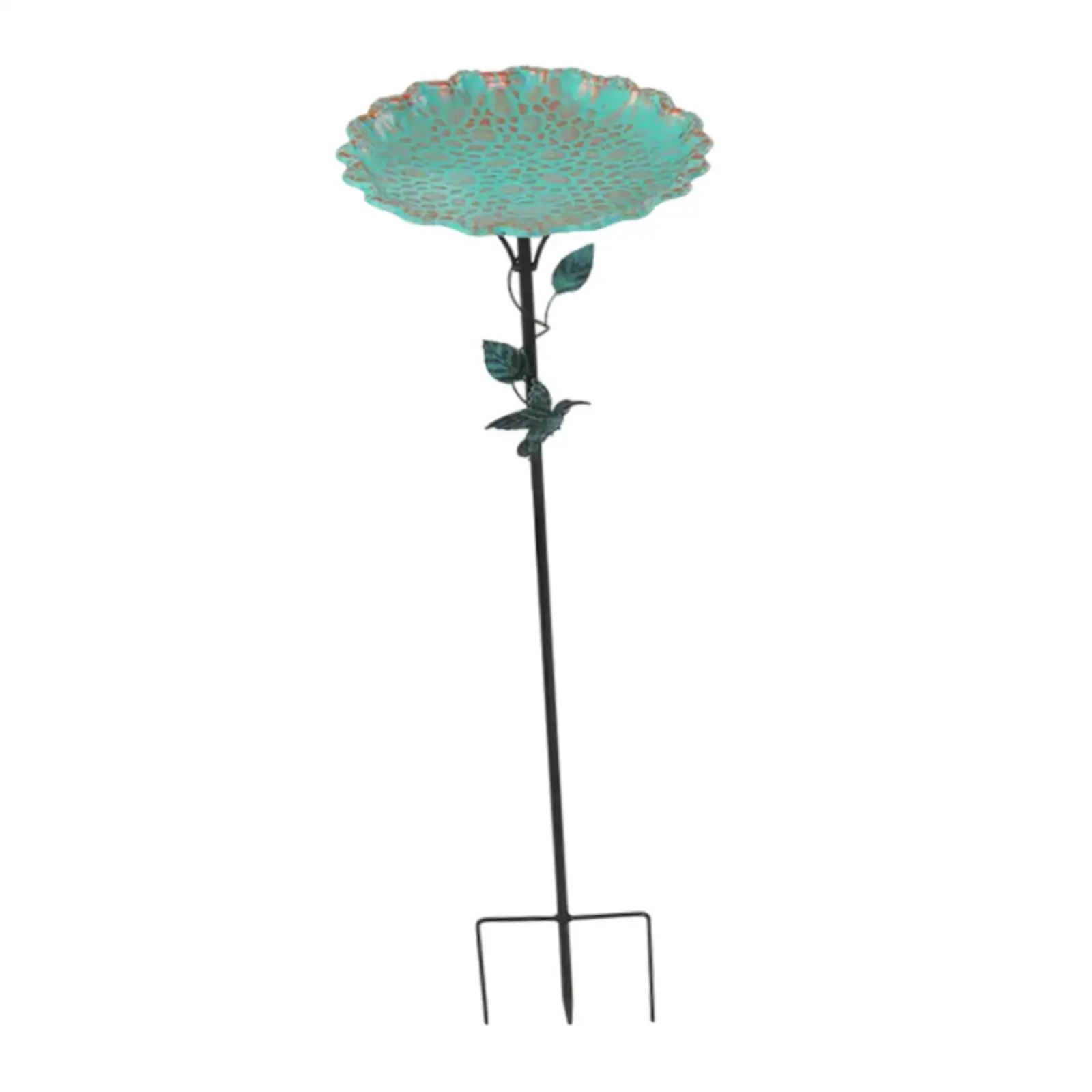 Garden Metal Bird Bath Iron Gift Weather Resistant Ornament Decorative Birdfeeder with Metal Stake for Outdoor Garden Courtyard