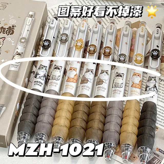 4Pcs/set kawaii Pet cat Gel Pens 0.5Mm Black Ink Quick-Dry Ballpoint Writing Pens Kawaii Stationery School Office Supplies 2