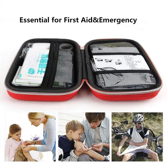 Kit de primeros auxilios portátil pequeño botiquín de primeros auxilios,  kits médicos compactos con compartimentos estuche EVA para camping