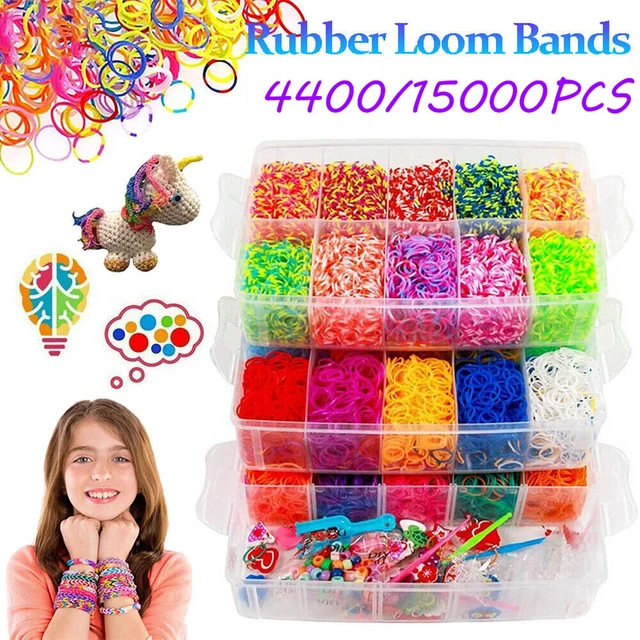 15000/4500Pcs Kit Box+ Rubber Loom Bands Children Mult-color Make