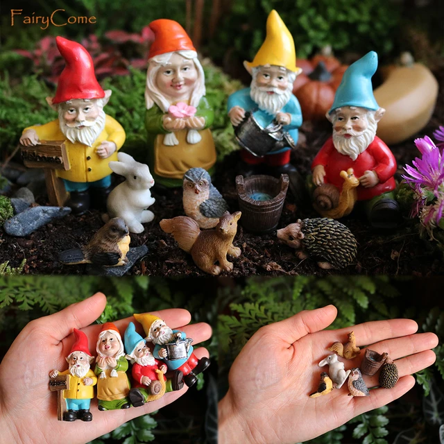 Miniature Fairy Garden Gnomes Figurines Set Resin Animals Mini Small Funny  Dwarf Decorations Statues Ornaments Collection Indoor - AliExpress