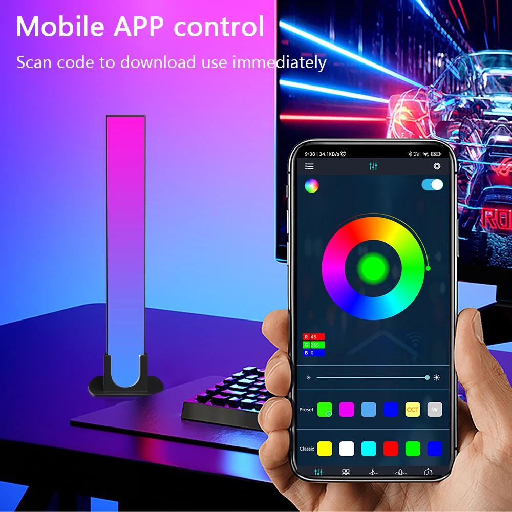 

LED Floor Lamp RGB Desktop Colorful Atmosphere Music Night Light Strip WIFI/Bluetooth Smart APP Control Indoor Colorful Dec Lamp
