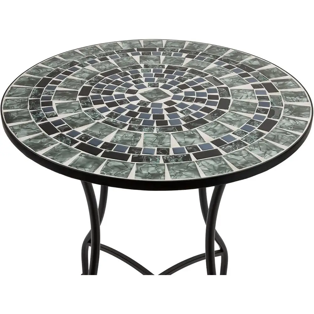 3 Piece Marbled Glass Mosaic Bistro Set Folding Table Chairs Indoor Outdoor Patio Furniture 5