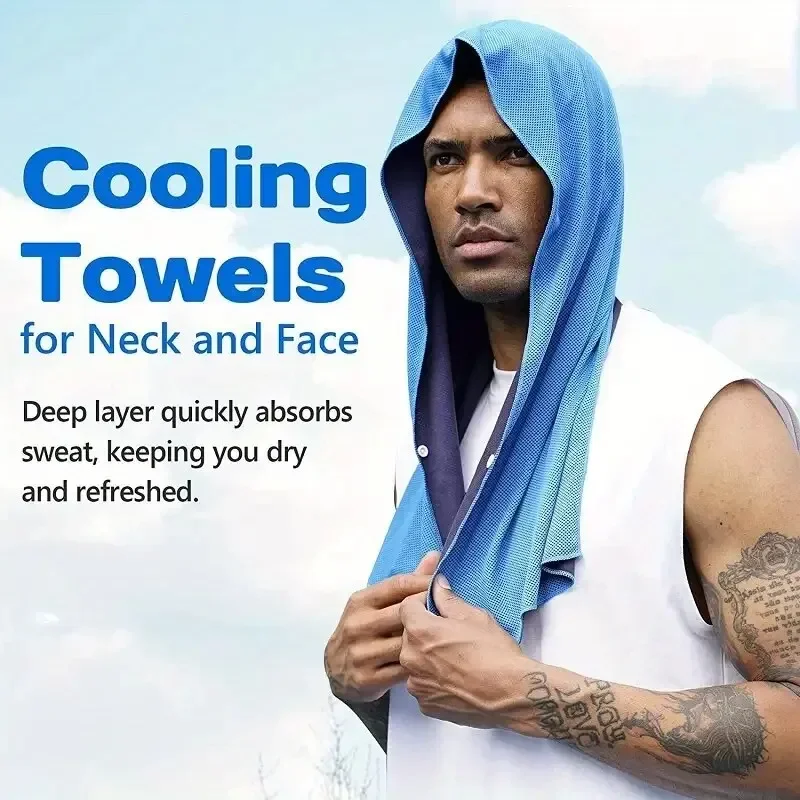 U Cooling Hoodie Towel Beach Camping Gym Building Sun Protection Quick Drying Sports Cooling Towel Headband 6