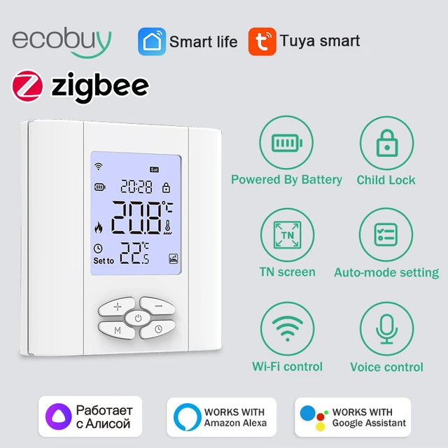 Tuya ZigBee Thermostat Smart Battery Powered for Water Gas Boiler